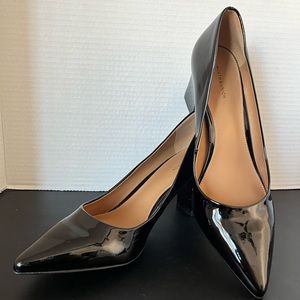 14 & Union black, patent leather, black heel pump. Size 9 medium.